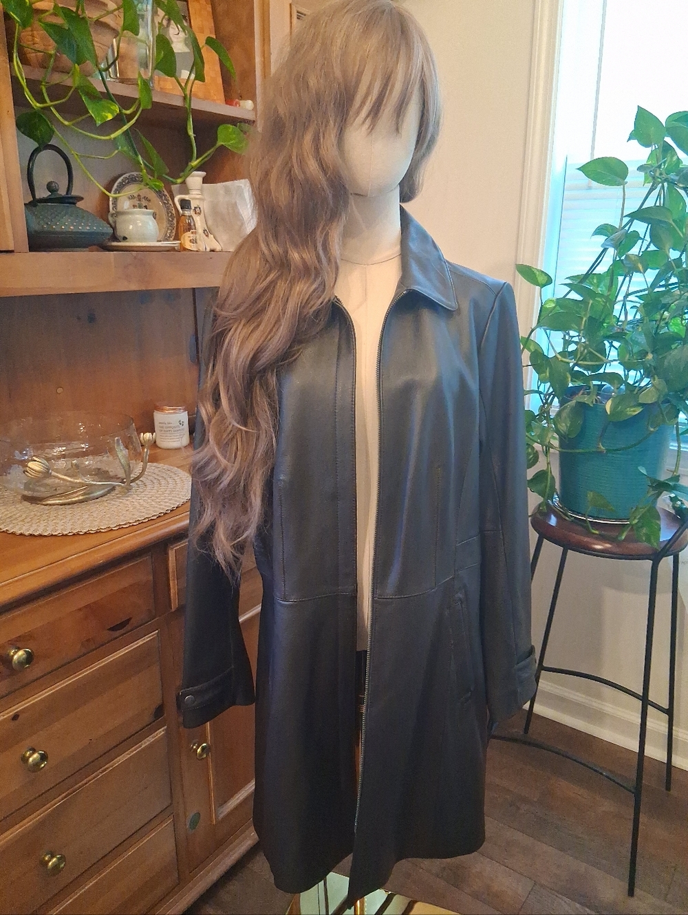Classic Genuine Leather Eddie Bauer A Line Long Coat